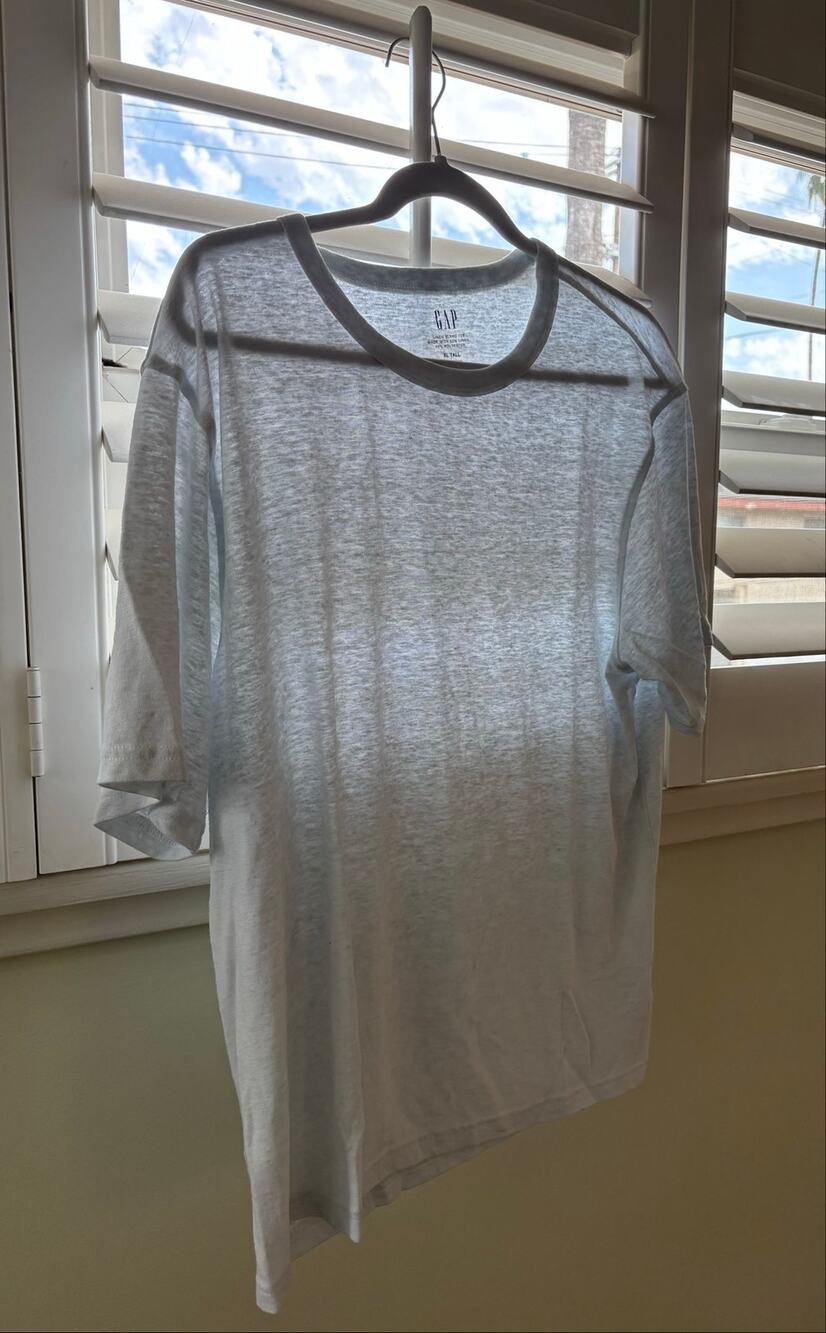 Gap oversized hand dyed linen light blue t shirt sheer XL slouchy top tee